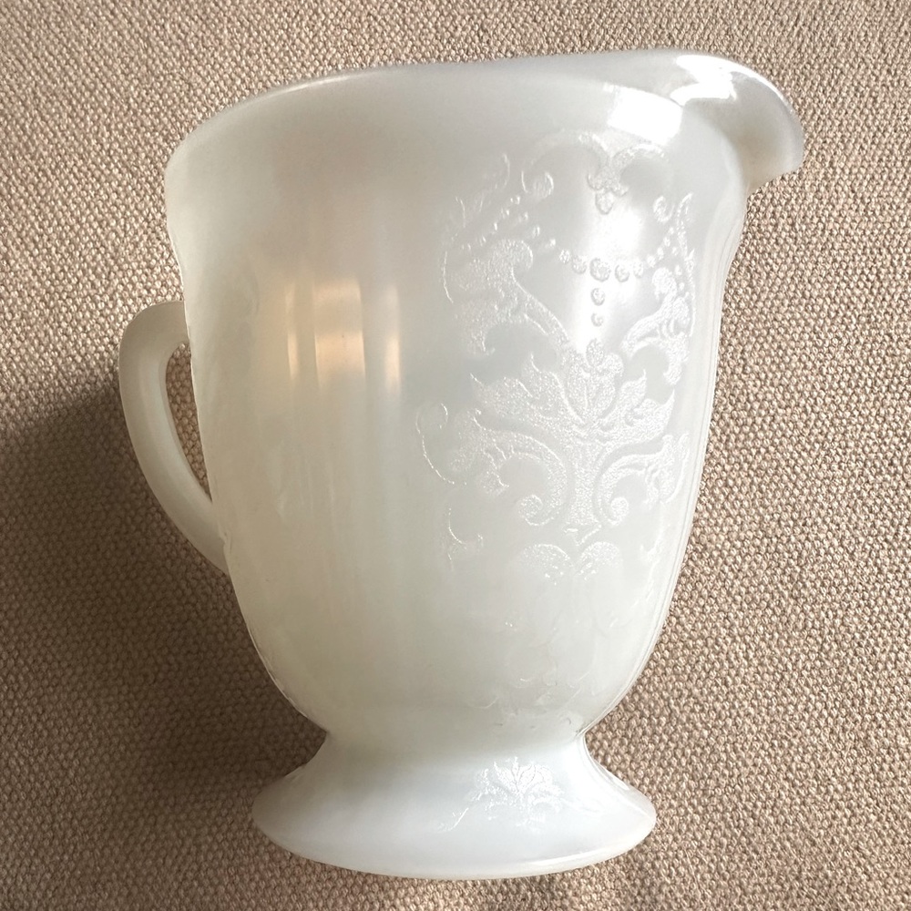 MacBeth Evans Glass AMERICAN SWEETHEART Monax Footed Creamer. opal